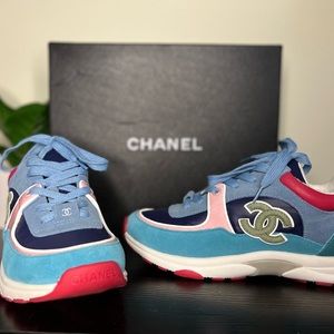 Multi-colored suede authentic Chanel sneakers size womens 7